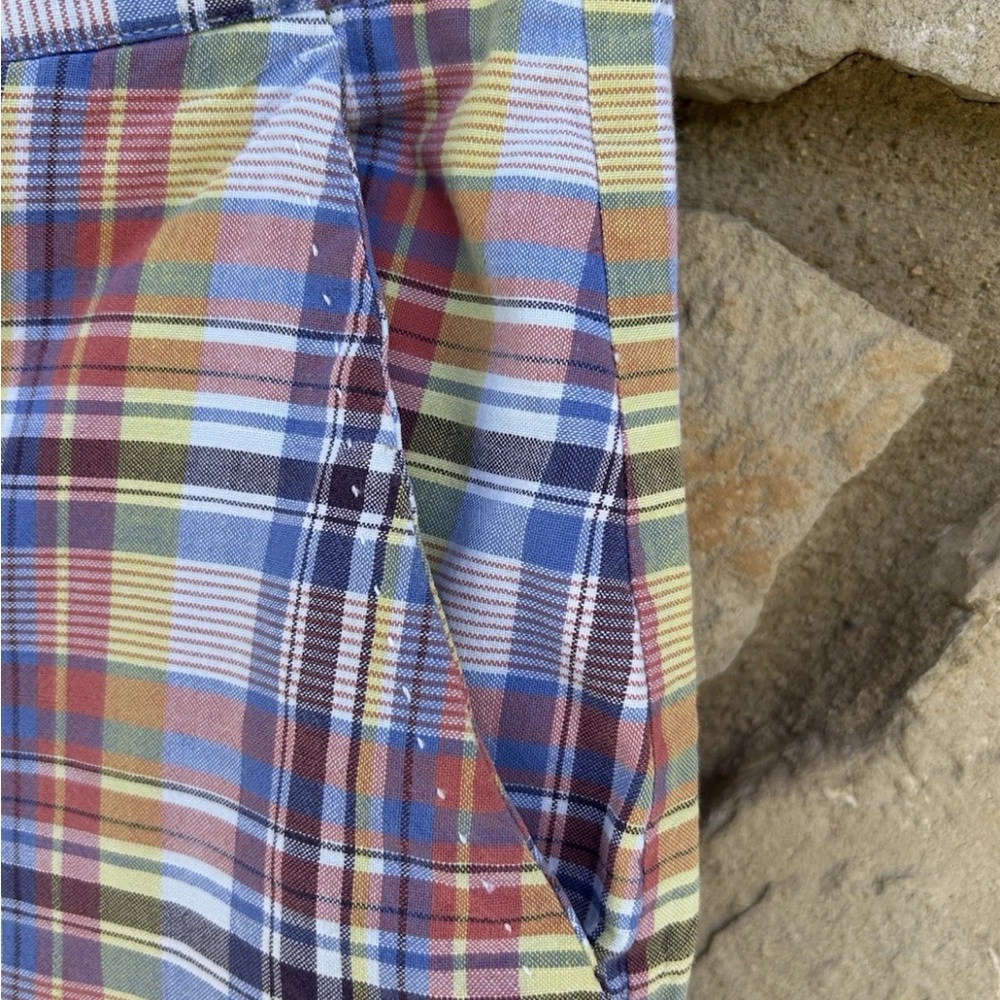 Nat Nast Shorts Mens Size 36 Blue Yellow‎ Red Plaid Cargo Pockets Cotton - Picture 4 of 11